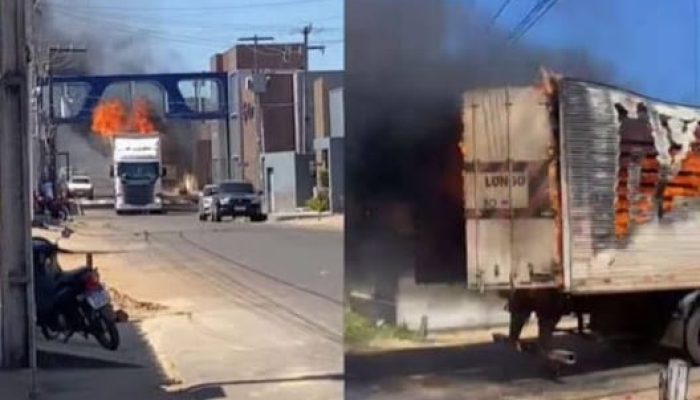 Uma carreta em chamas assustou os moradores de Balsas-MA no domingo (13).