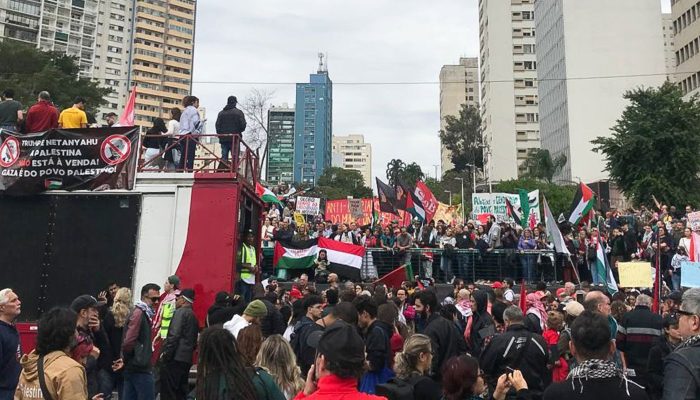 Manifestantes fazem ato pró-Gaza em São Paulo